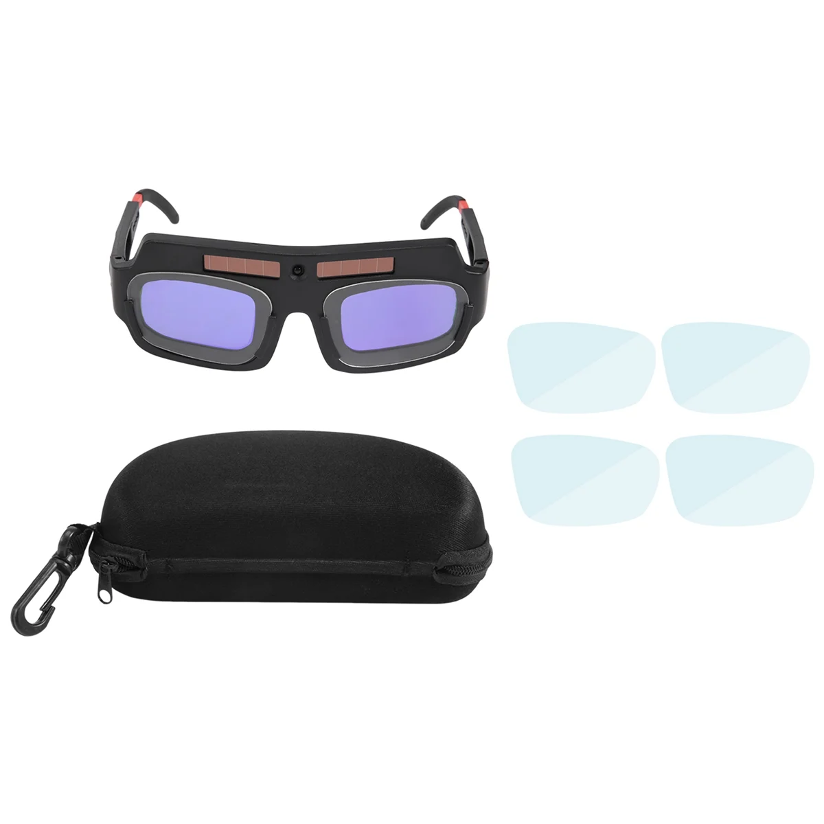 Máscara de Soldadura con oscurecimiento automático con energía Solar, gafas para casco, gafas de soldador, lente antigolpes de arco con estuche de almacenamiento