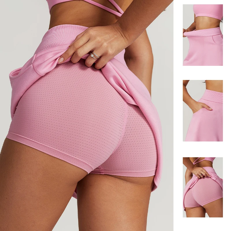 Hearuisavy High Waist Sports Short Skirt, Breathable Summer New Casual Skirt Lined Shorts Women Fitness Yoga Quick Drying Skirt