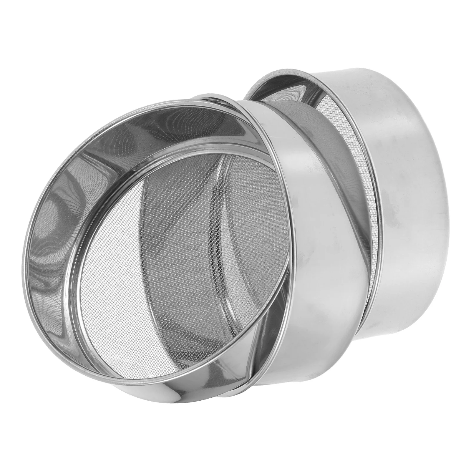 

3Pcs Stainless Steel Sieve Mesh Round Flour Strainer for Baking Pottery Pigment Gardening Soil Filtration