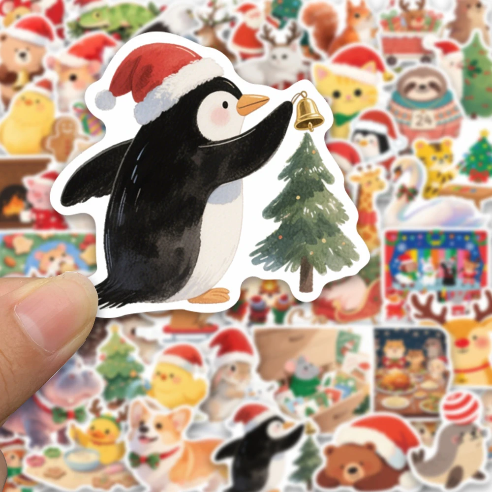 

10/30/50/100pcs Cute Christmas Animals Cartoon Stickers Kawaii Creative Graffiti Decals Laptop Luggage Phone Sticker Decoration