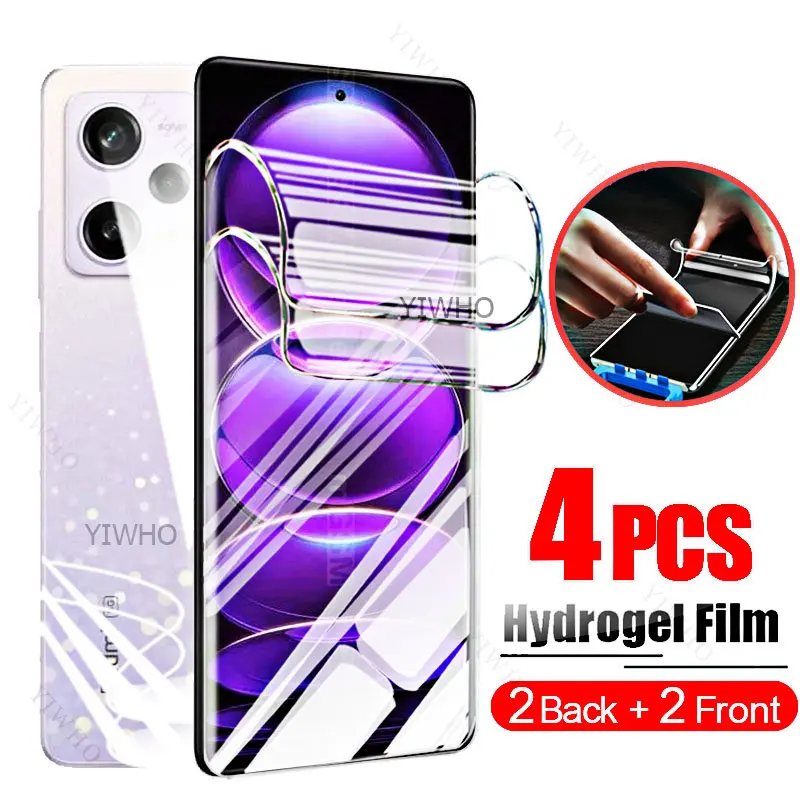 4PCS Full Cover Screen Protectors for Redmi Note 12 Pro + Plus Note12 12Pro Pro+ 12Pro+ Back Hydrogel Water Gel Tempered Safty