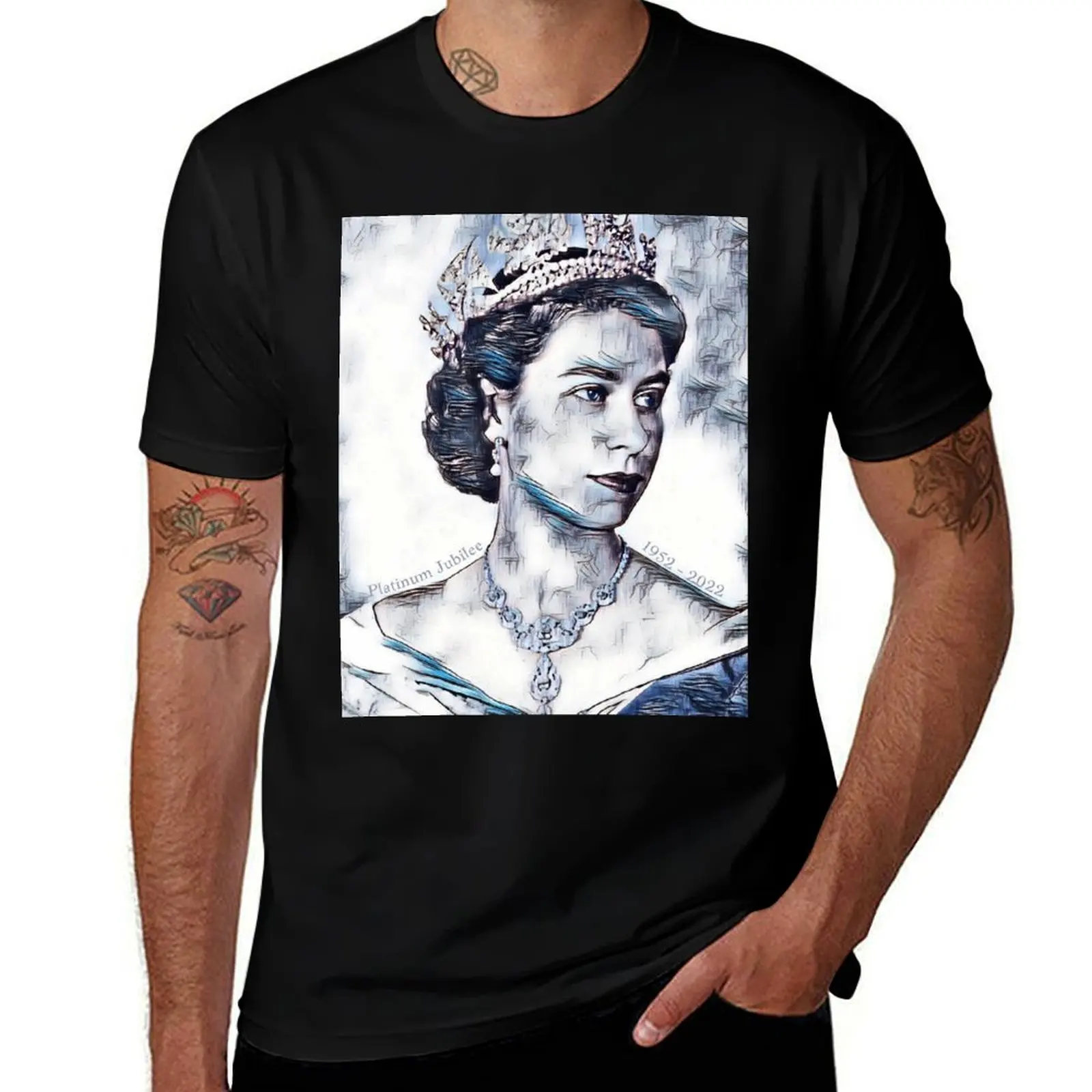 The Queen's Platinum Jubilee 2022 Original Sketched Design T-Shirt summer top Man t-shirt mens graphic t-shirts pack