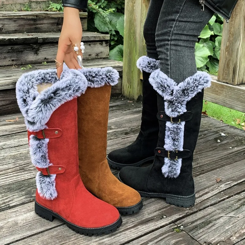 

Новинка зимы 2024, плюшевые теплые ботинки средней длины, нескользящая женская обувь с круглым носком, универсальные корейские зимние ботинки
