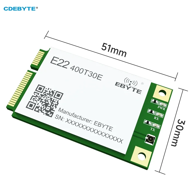 Wireless LoRa Spread Spectrum Module 433MHz CDEBYTE E22-400T30E MINI PCI-e Standard Interface 30dBm 10KM UART/RS485/RS232/USB