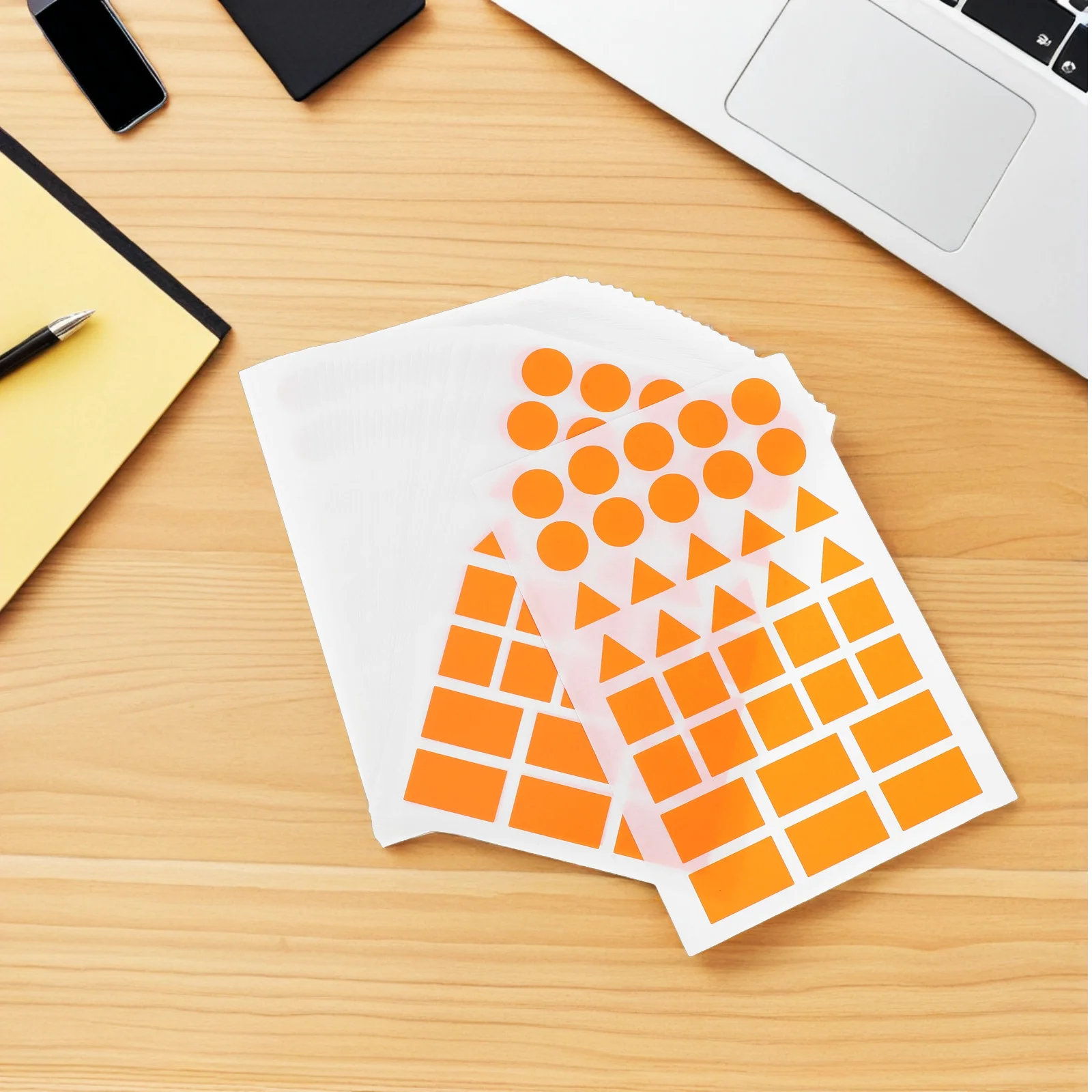 20 fogli adesivi a forma geometrica arancione etichette autoadesive triangolari quadrate rettangolari per artigianato domestico in ufficio