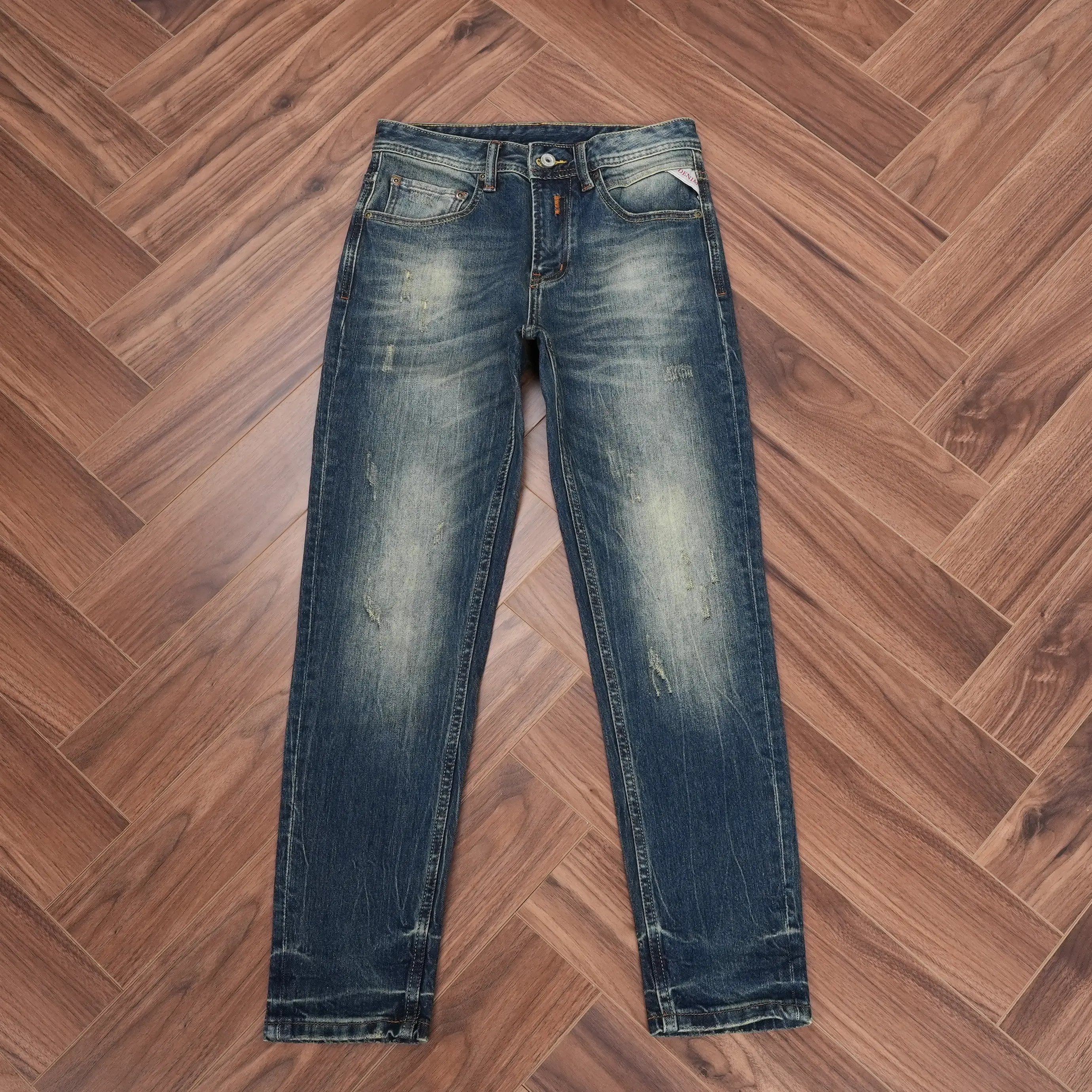 2026 Spring Autumn Men's Heavy-Wash Retro Slim Straight Denim Jeans American Vintage Casual Versatile Stylish Pants High Quality