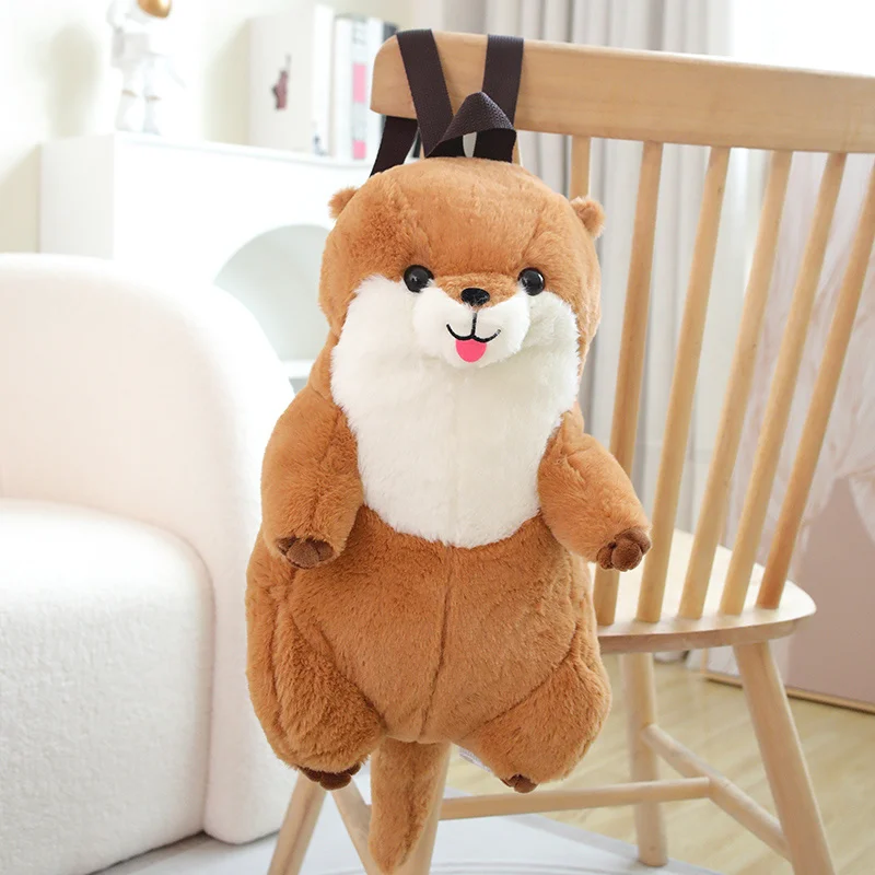 Simulazione Otter Zaino Giocattoli di peluche Peluche morbido Bambola di cartone animato Lutra Giocattolo animale Regalo creativo per ragazze dei ragazzi