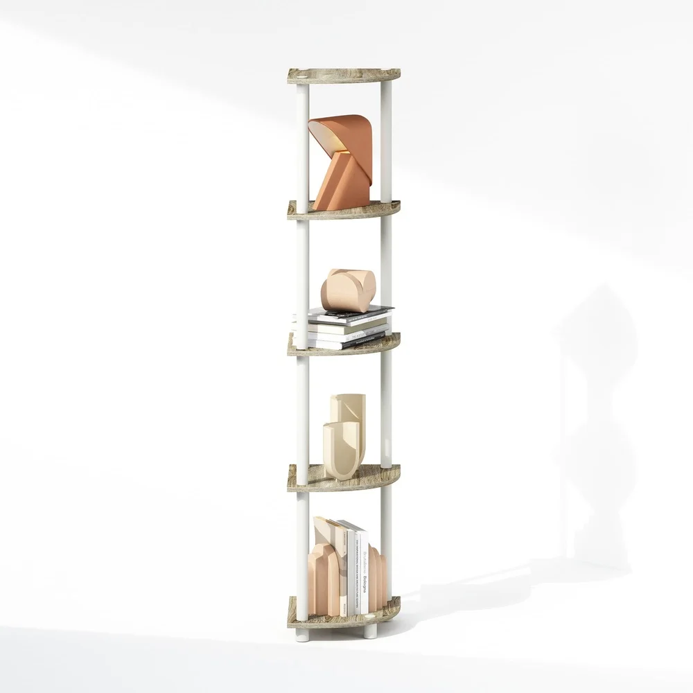 Corner Display Rack Shelving Unit 5 Tier Open Shelves Multipurpose Storage Solution Easy Assembly Durable Composite Wood Indoor