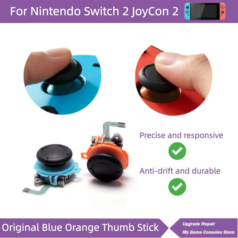 

Оригинальный сменный сине-оранжевый джойстик для Nintendo Switch 2 (NS2) Joy-Con 2, левая и правая кнопки, 3D аналоговый стик