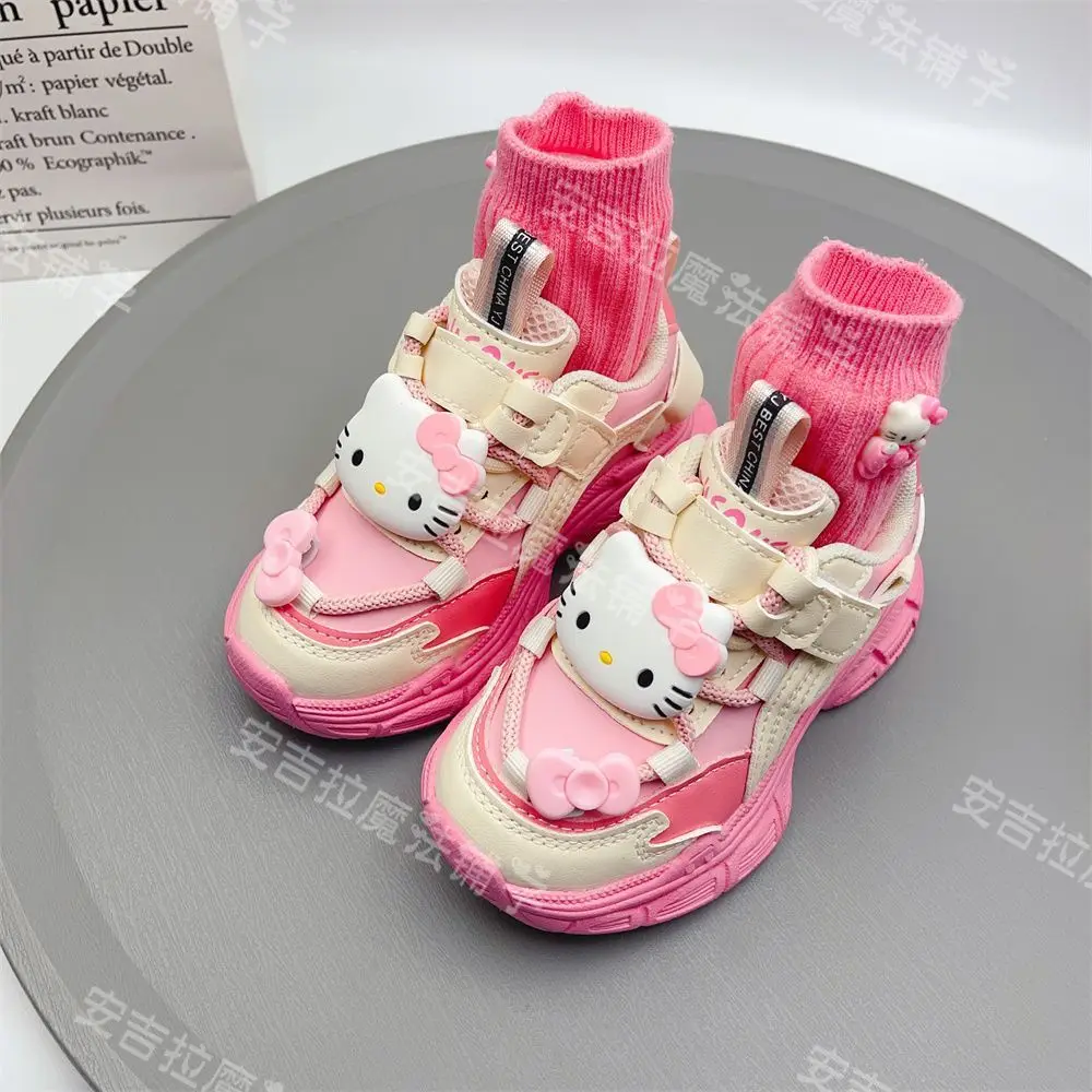 Chaussures de sport décontractées polyvalentes pour enfants, dessin animé Hello Kitty Cat, course à pied, printemps, automne, nouveau, 2024