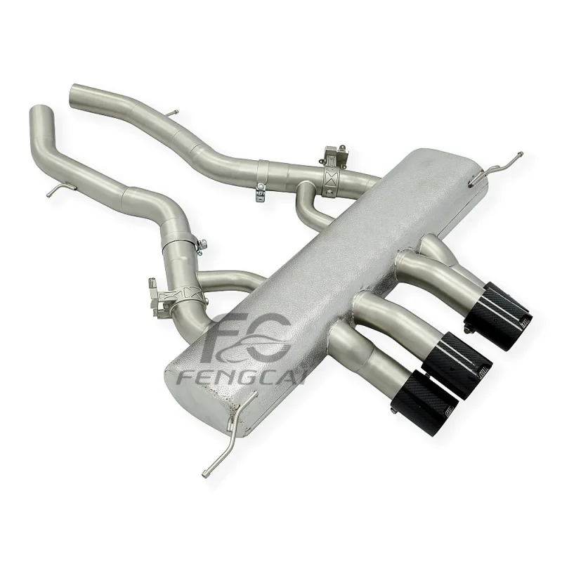 Gatling Style Valved Exhaust Pipes for BMW M2 G87 Axle Back System with 4x Carbon Tips and Aeronautical Heat Protection