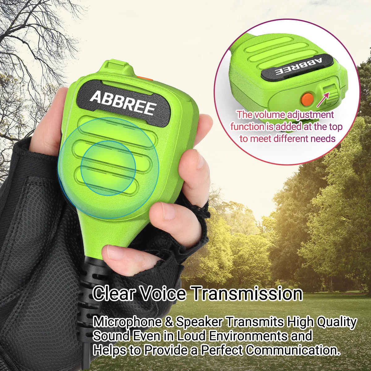 ABBREE AR-850 Waterproof Speaker Mic Adjustable Volume Shoulder Microphone For Baofeng UV-5R BF-888S AR-152 Ham Walkie Talkie view 4