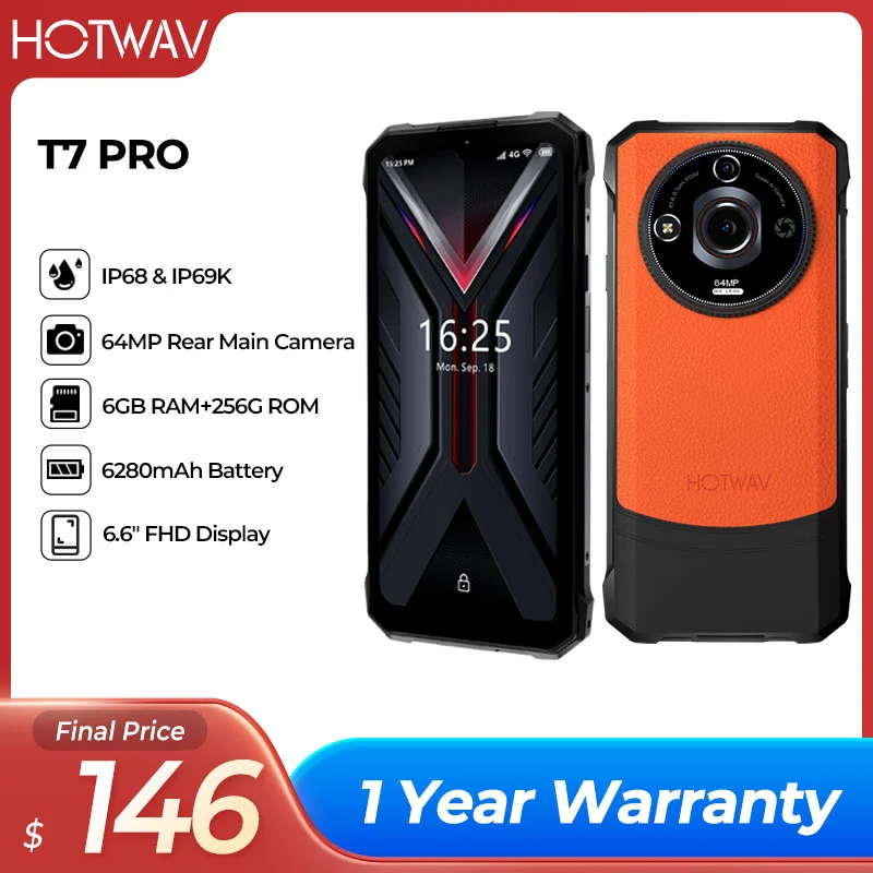 HOTWAV T7 Pro Smartphone Android 13.0 Octa-core Processor 6GB+256GB 8MP Front Camera 6280mAh Battery 6.6