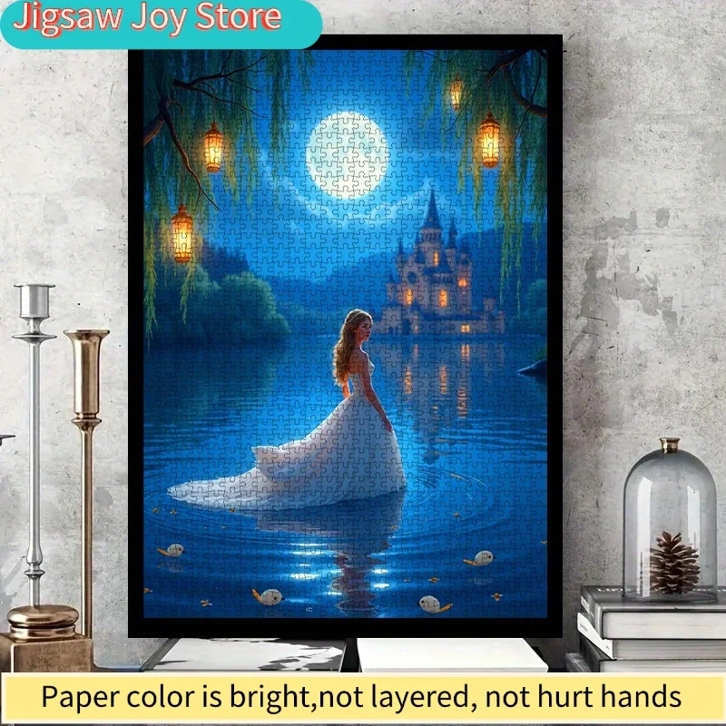 

Набор для творчества Disney: 3D-пазл (Фантазийная принцесса, Замок, Лунное озеро) из высококачественного белого картона, подходит для (для пары)