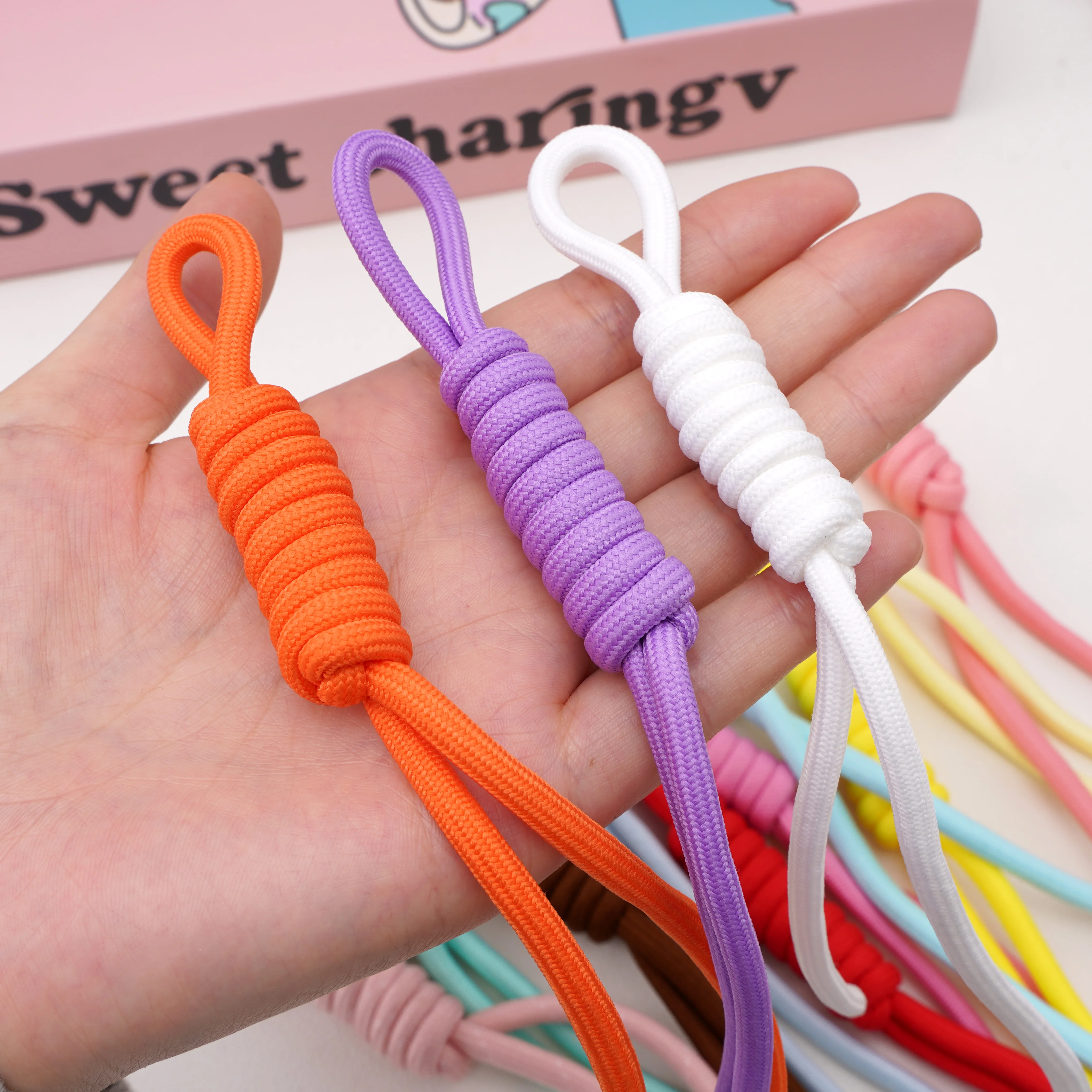 1-5-шт-22-см-полиэстеровый-однотонный-паракорд-с-римским-узлом-полуфабрикат-для-изготовления-diy-пряжек-брелоков-и-цепочек