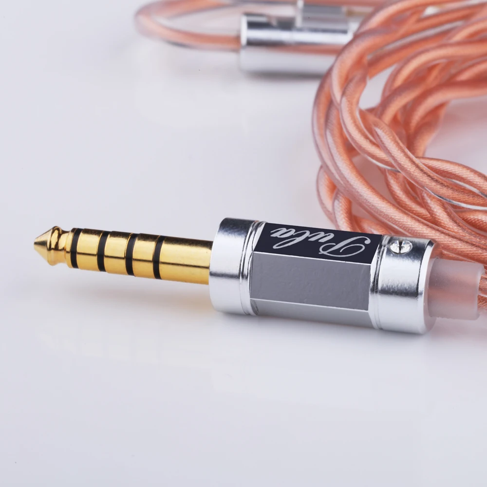 Kabel PULA słuchawki hi-fi IEM pojedynczy miedziane z kryształami przewód modernizacyjny 2.5/3.5/4.4mm typ C wtyczka 0.78mm 2-pinowa złącze MMCX