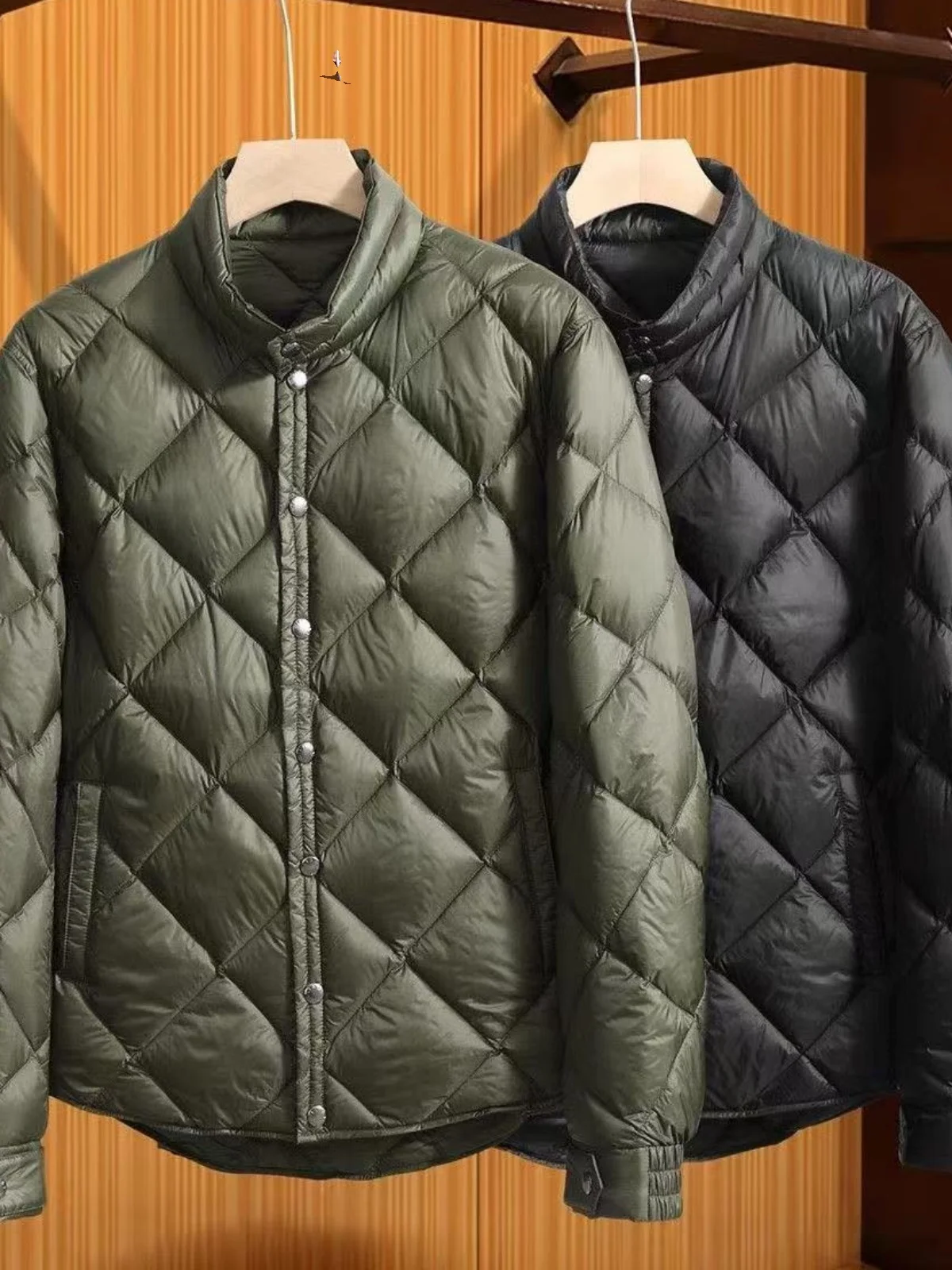 

Теплый мужской хлопковый воротник-стойка с ромбовидным узором, удобный слинг, корейская версия, модный молодежный ретро-стойка