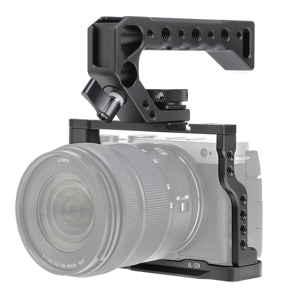 Kamerakäfig für Panasonic LUMIX S9 DSLR-Kamera mit Arri-Befestigungslöchern, Stativ-Schießkäfig, Griff, Fotografie-Zubehör