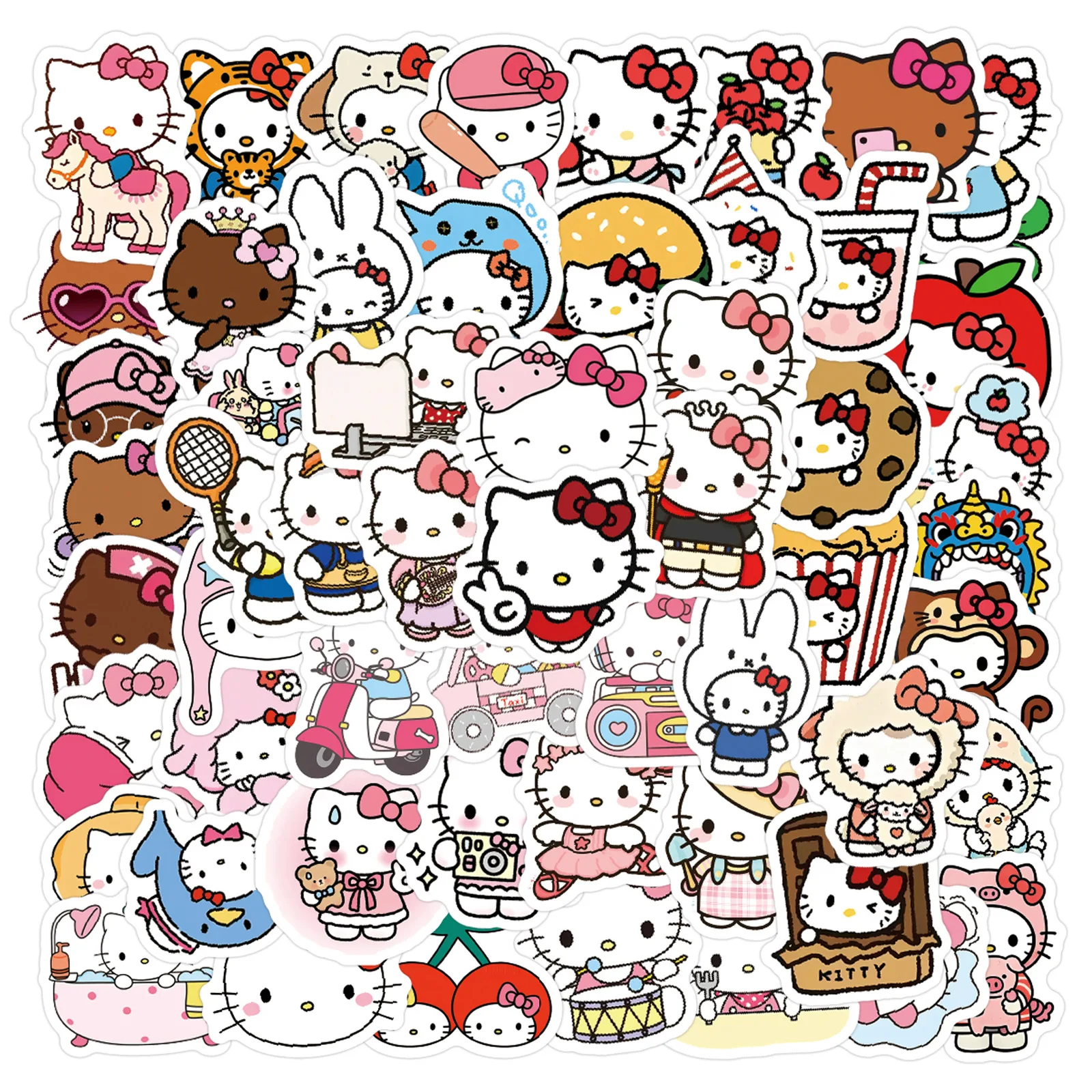 

105PCS Hellokitty Cat Cartoon Stickers Kawaii Waterproof Graffiti, Decorative Phone Case Skateboard Guitar Handbag Suitcase iPad