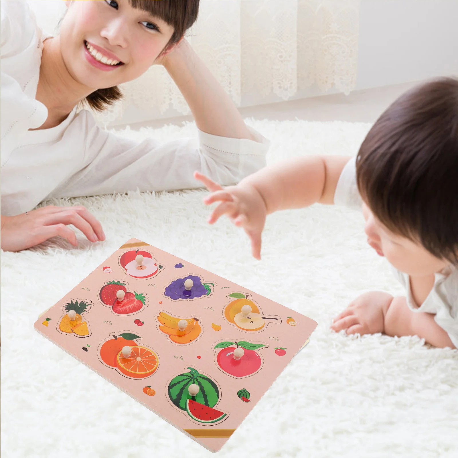 1 Set Fruit Themed Wooden Jigsaw Puzzle For Kids Ages 3-9 Educational Matching Game Preschool Learning Wood Puzzle Toddler Brain