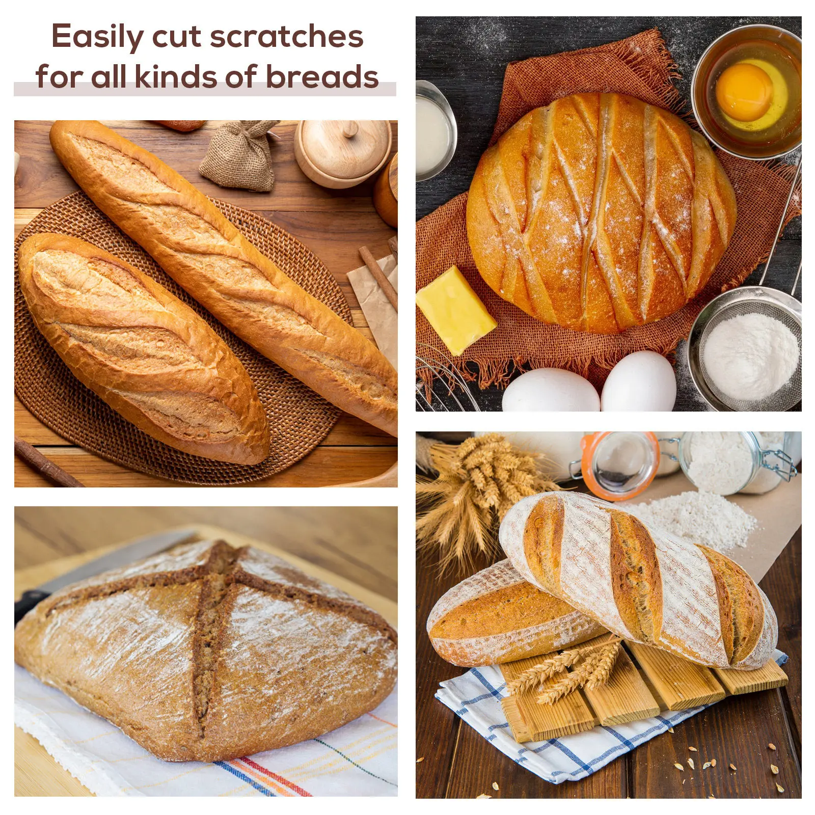 3Pcs Bread Cutting Tools Plastic Metal Dough Trimmer Bread Score Knife Baking Gadget Kitchen Supplies Baking Gadgets