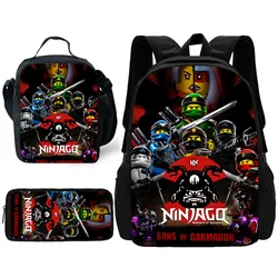 Ninjagos Mochila com Lunch Bags, Sacos de lápis, Mochilas escolares para meninos e meninas, Melhor presente para criança