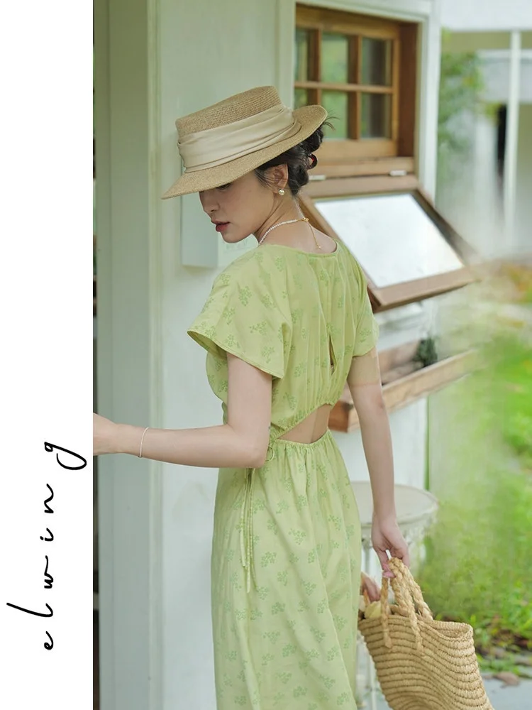 

Elwing Original Chinese Sle Velvet Floral Print Dr Women's Summer Slimming Waist Cinched Long Dr Ele Personali