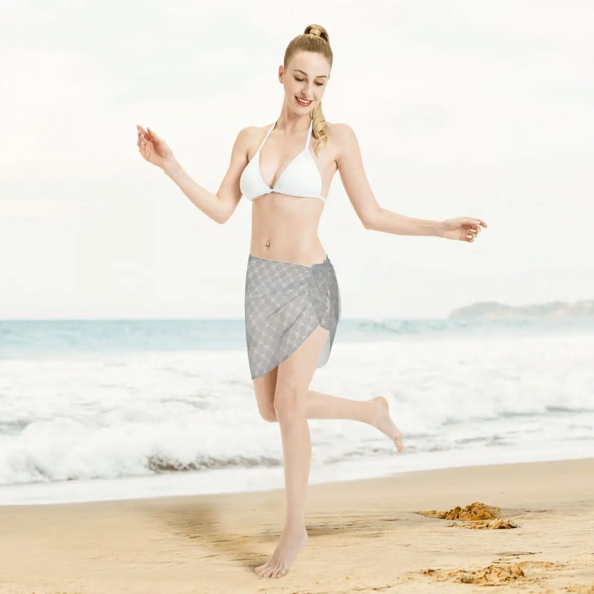 แฟชั่นที่กําหนดเอง J-joops Patten ชุดชายหาดลําลองตกแต่งผู้หญิงสั้น Sarongs Beach Wrap สําหรับชุดว่ายน้ํา