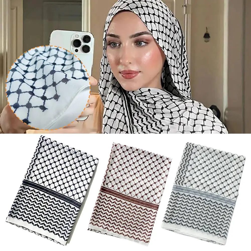 Traditional Arafat Kuffiyeh Palestinian Black and White Arab Kafiya Shemagh Keffiyeh Middle Eastern Scarf Wrap Jacquard Headwrap