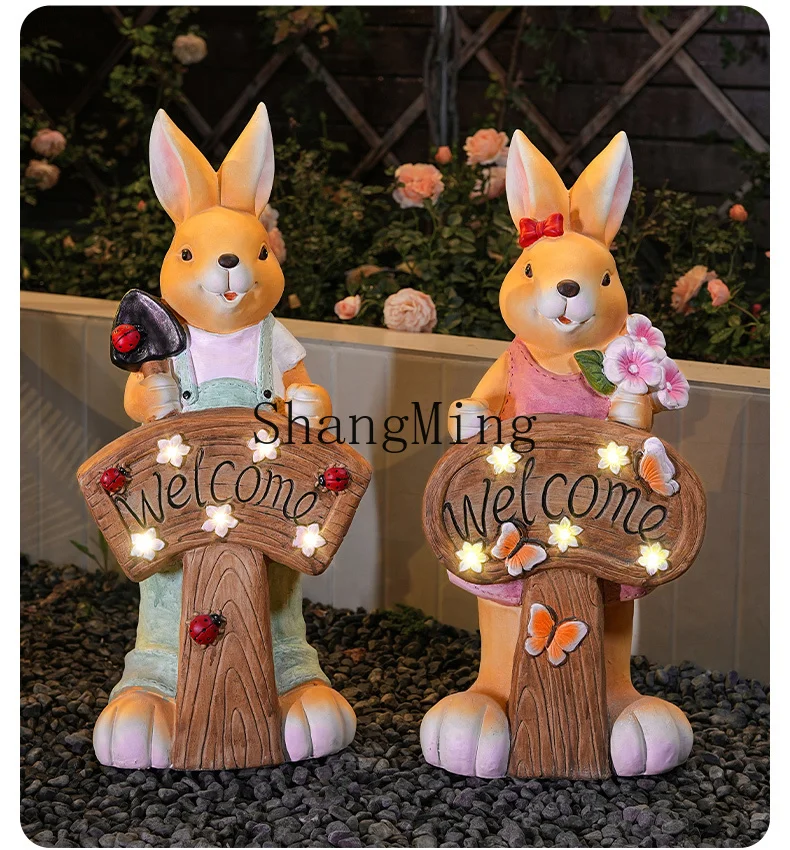 HJ large rabbit welcome card kindergarten welcome ornament balcony garden courtyard layout landscaping decoration