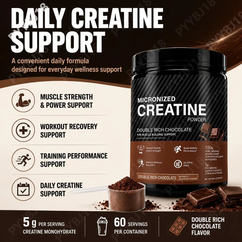 Micronized Creatine Powder Supports Muscle Strength Training Performance Workout Recovery Double Rich Chocolate 60 Servings 300g