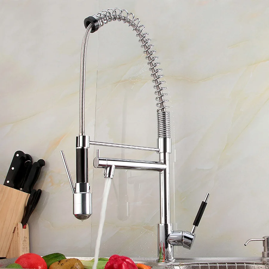 BAKALA  LED kitchen faucet pull out sink mixer   swivel taps sprayer head Pull Down faucet LH-8081