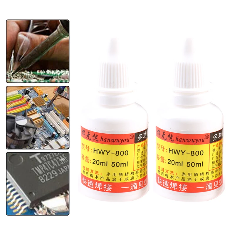 Stainless Steel Liquid Flux Welding Solder HWY-800 Paste Flux Liquid Solders Water Durable Liquid Solders 20ml