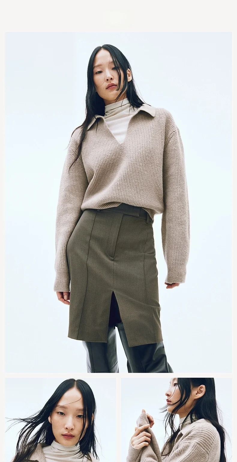 

Winter ort Women's Long Sve Knitted Casual Open Ne Sweater Ribbed Polyester Acrylic Wool Blend Comfortable Warm Top