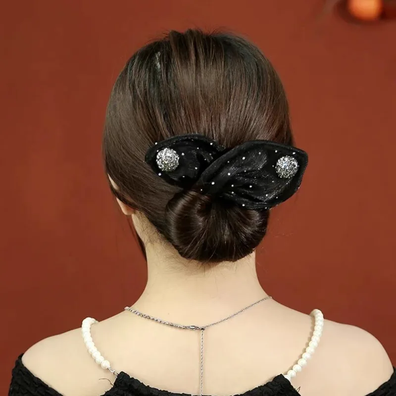 Lady Pearl Shell Flower Hairpin Foldable Hair Rope Wedding Banquet Party Hairband Fixed Ponytail Hair Accessories Women Jewelry