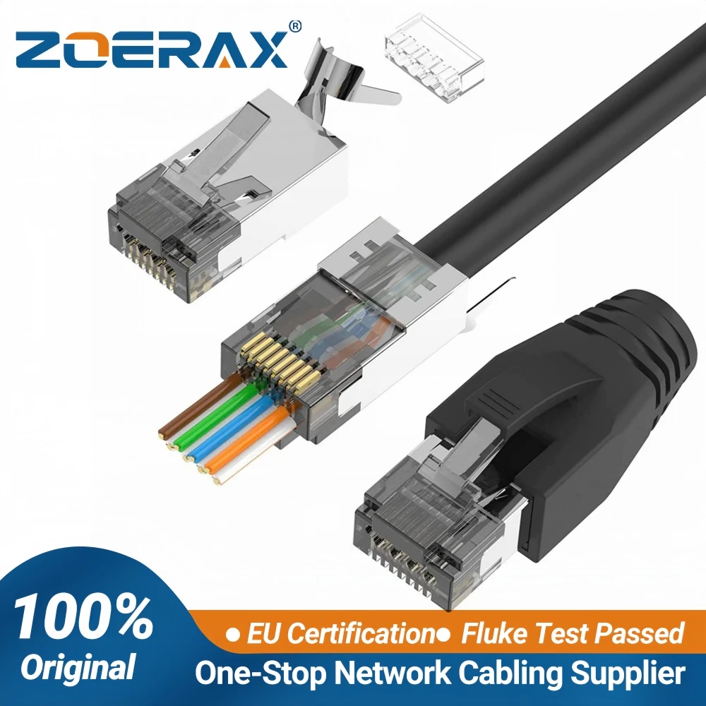 ZoeRax CAT6A CAT7 커넥터, RJ45 커넥터는 CAT6A CAT7 차폐형, 스트레인 릴리프 부트가 있는 3핀형, ...