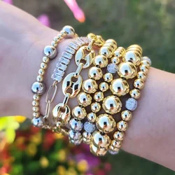 KKBEAD Bracelet for Women Gift 18 k Waterproof Gold Plated Beads Bracelets Pulseras Luxury Designer Jewelry