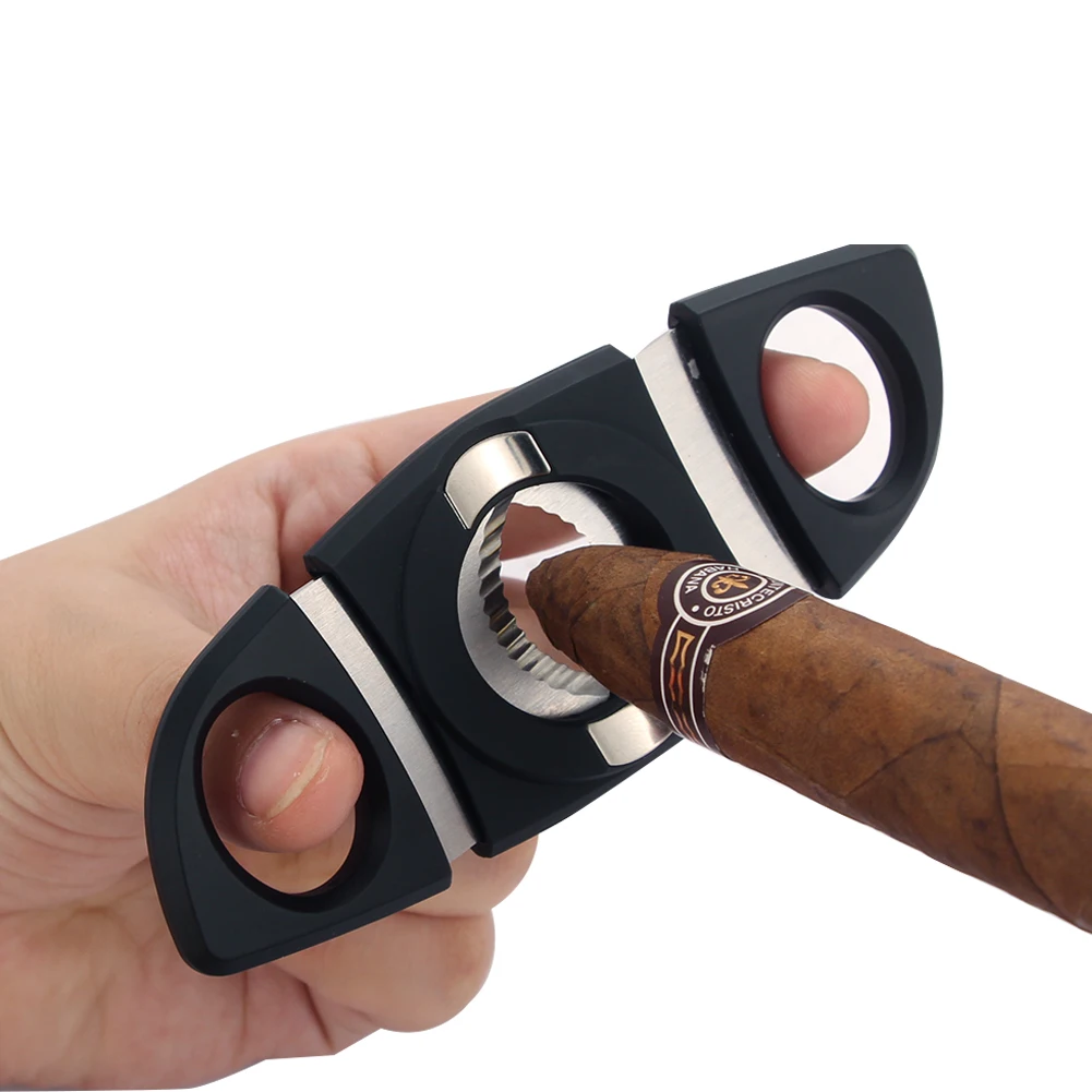 

LUBINSKI Black Cigar Cutter Sharp Knife Cigar Guillotine Professional Stainless Steel Accessories Tobacco Clipper Luxury