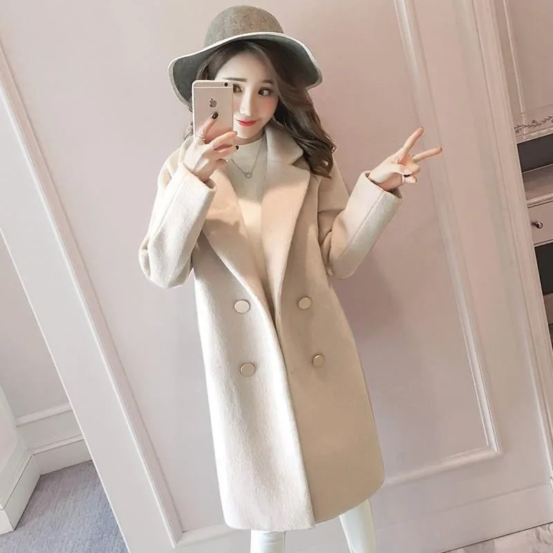 

Add Cotton/thickened Woolen Coat Mid-length 2024 Autumn/winter New Korean Version of Loose Small Woolen Coat Women's Clothing