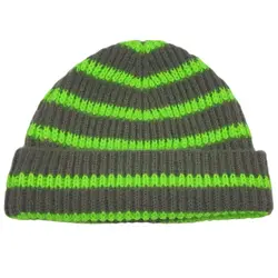 3-10 Years Children Short Knitted Striped Hat Winter Beanies for Boys Girls Warm Cuff Cap Orange Lime Green Hot Pink