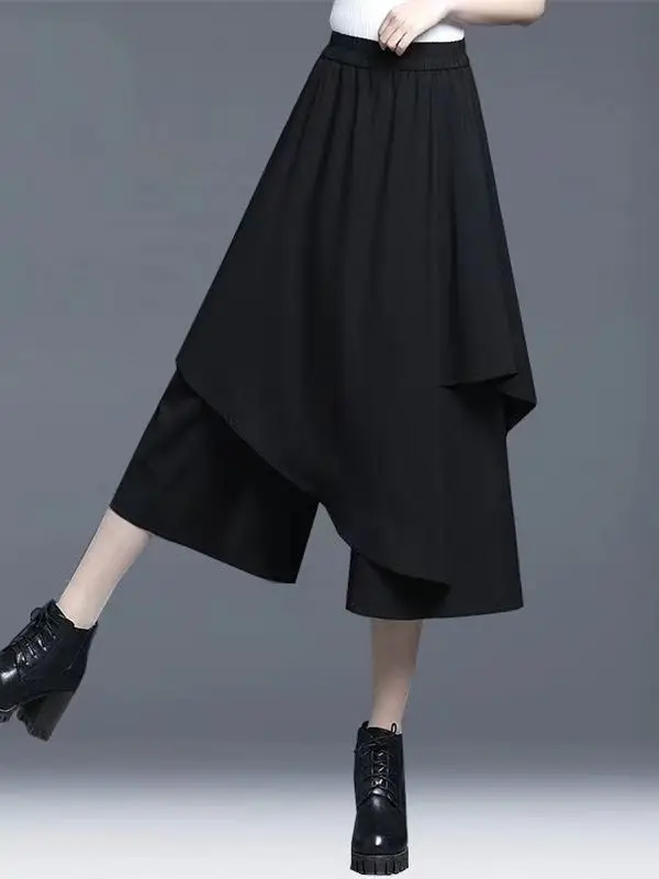 

Summer Casual Suit Shorts Seven Inch Wide Leg Pants Short Trouser High Waist Versatile Office Lady Women’s Irregular Pants C63