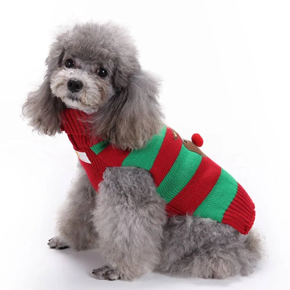 

Теплая рождественская одежда для собак: стильный свитер для маленьких собак, модный полосатый дизайн, удобный, легкий, красный, идеальный вариант