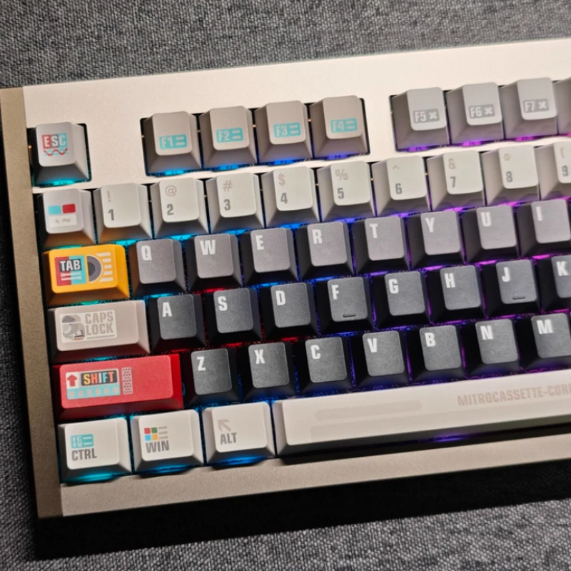 

Набор синтетических ретро-кейкапов серого цвета, кастомные PBT-кейкапы с термосублимацией, утолщенные, профиль Cherry, аксессуары для механических клавиатур