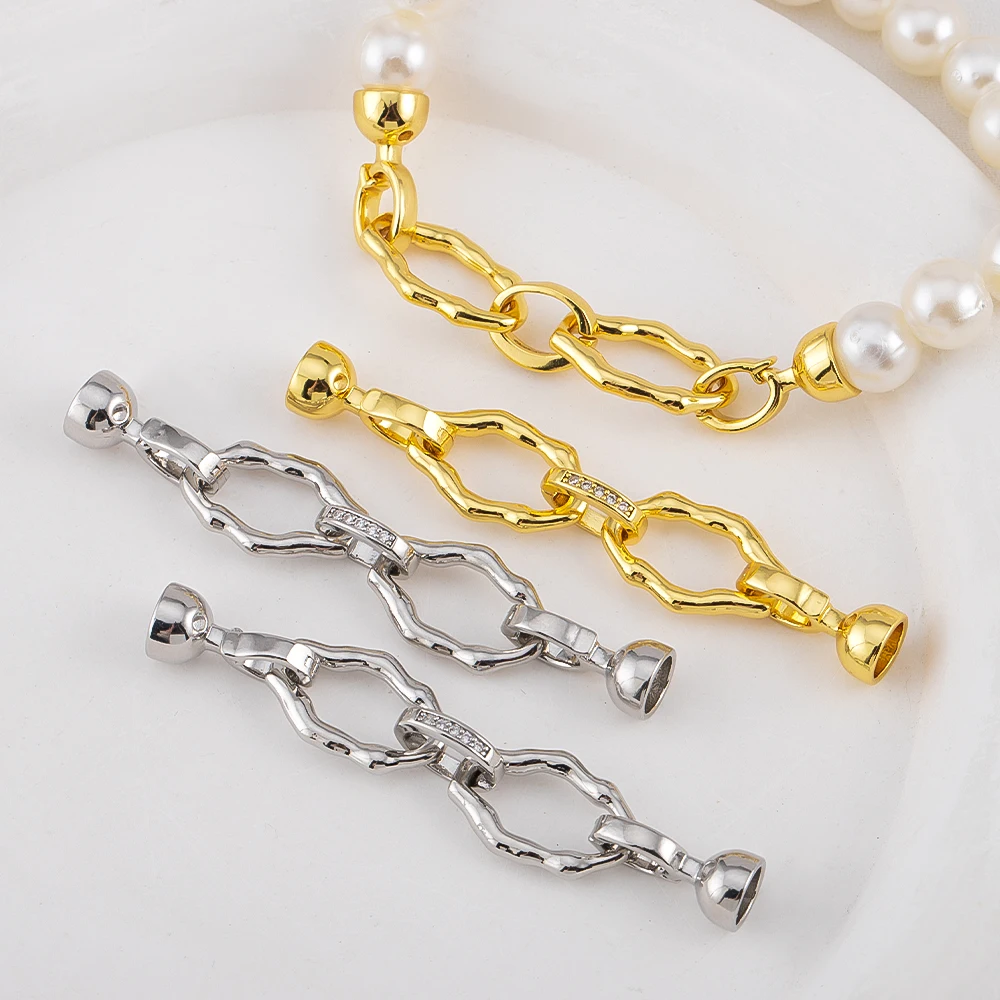 

DIY Jewelry Accessories Connector Clasp 18K Gold Plated Geometry Zirconia Double Loop Fastener Necklace Bracelet Making Supplies