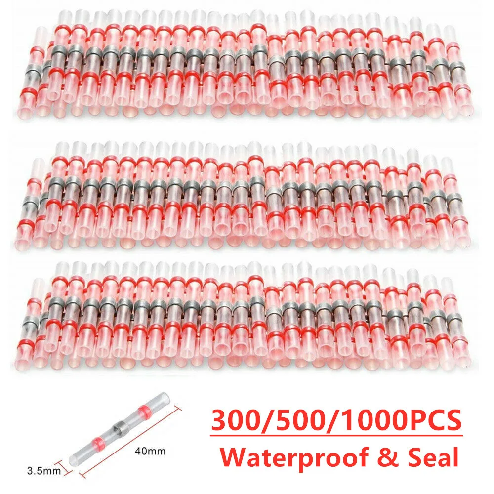 500/1000PCS Solder Seal Heat Shrink Waterproof Butt Wire Connectors Terminals Electrical  Cable Soldering Sleeve Connector