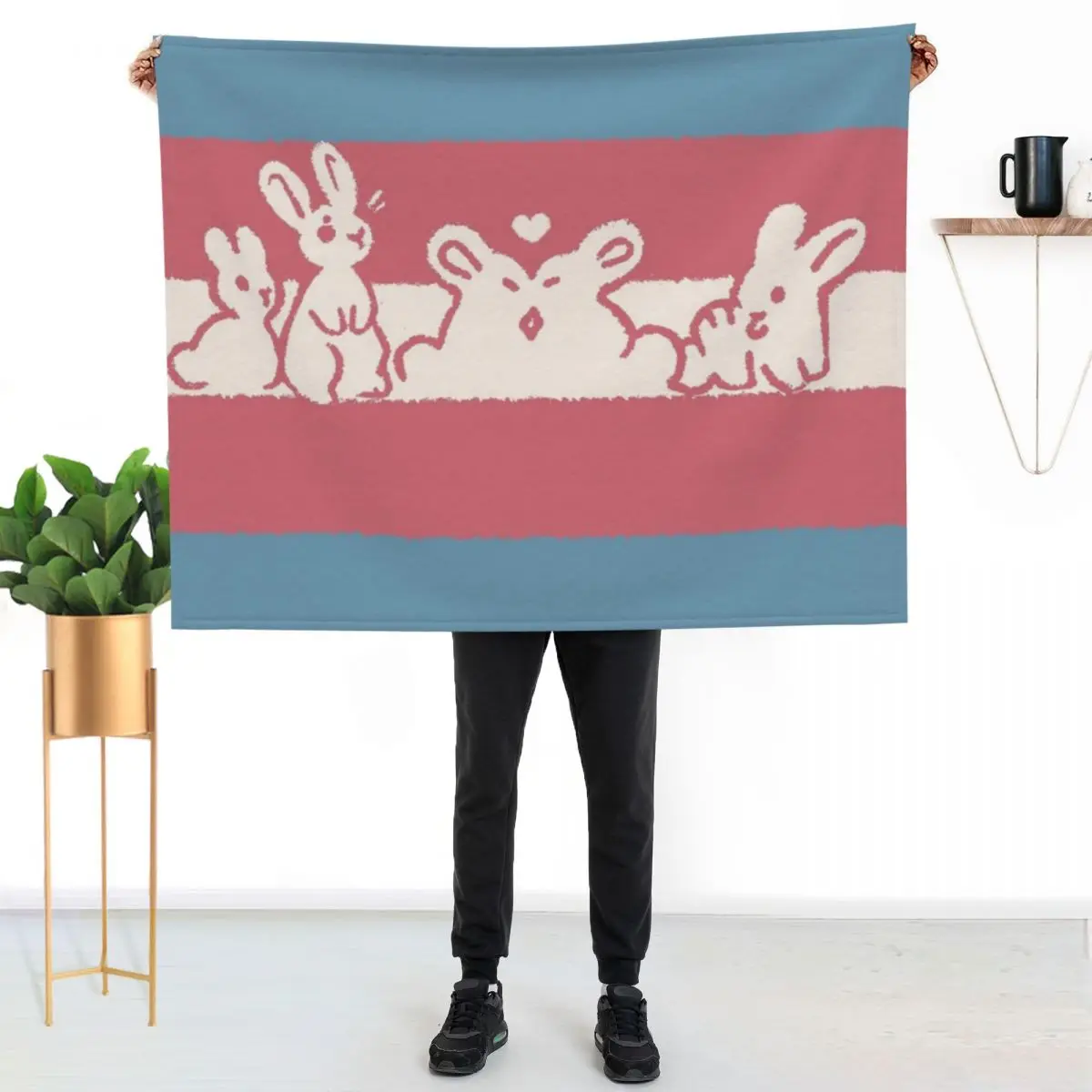 Trans Flag Bunnies Throw Blanket Winter beds Warm christmas decoration Blankets For Baby Flannels Custom Blankets