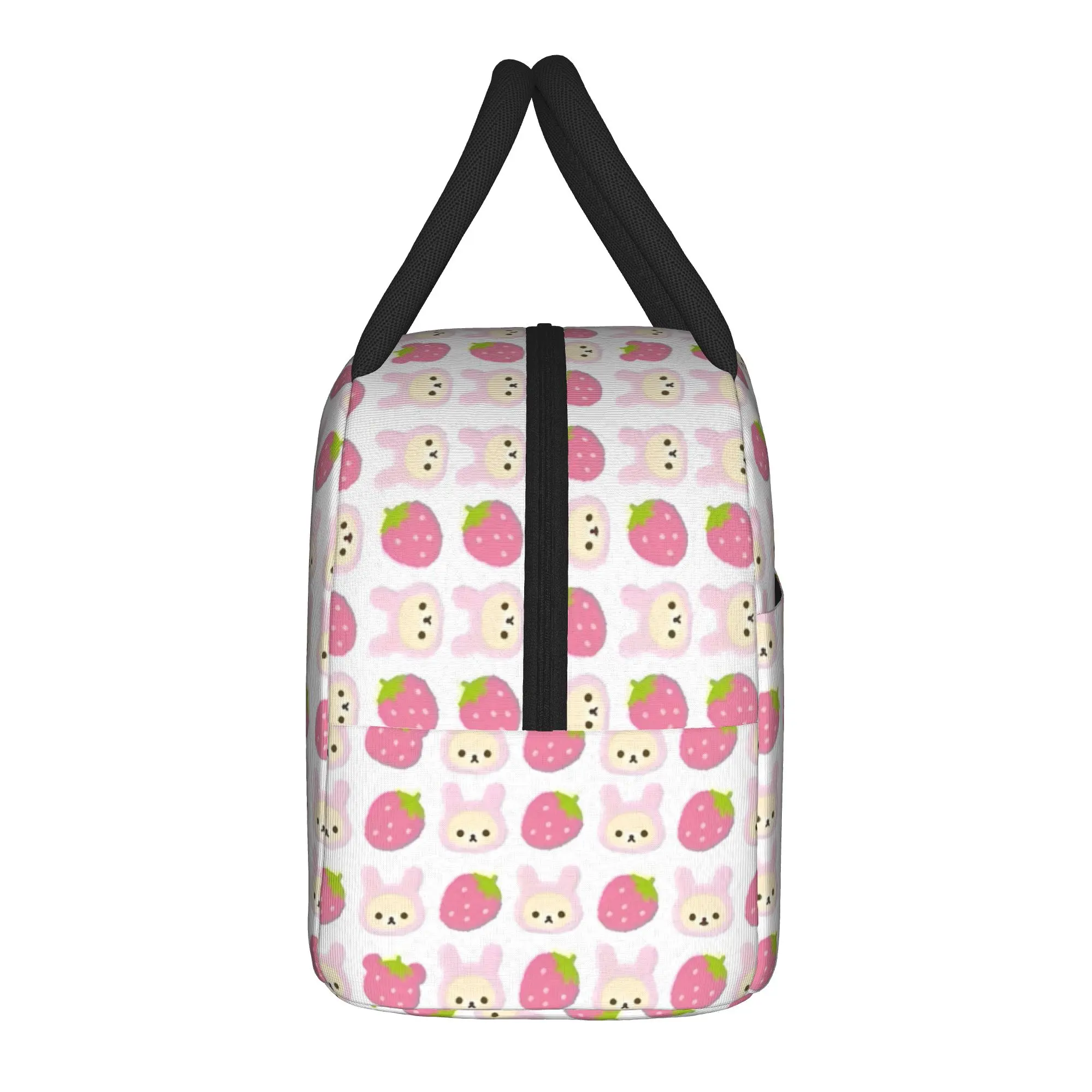 Rilakkuma Insulated Lunch Bag Thermal Bag Reusable,Meal Container Strawberry Cartoon  High Capacity Tote Lunch Box Food Handbags