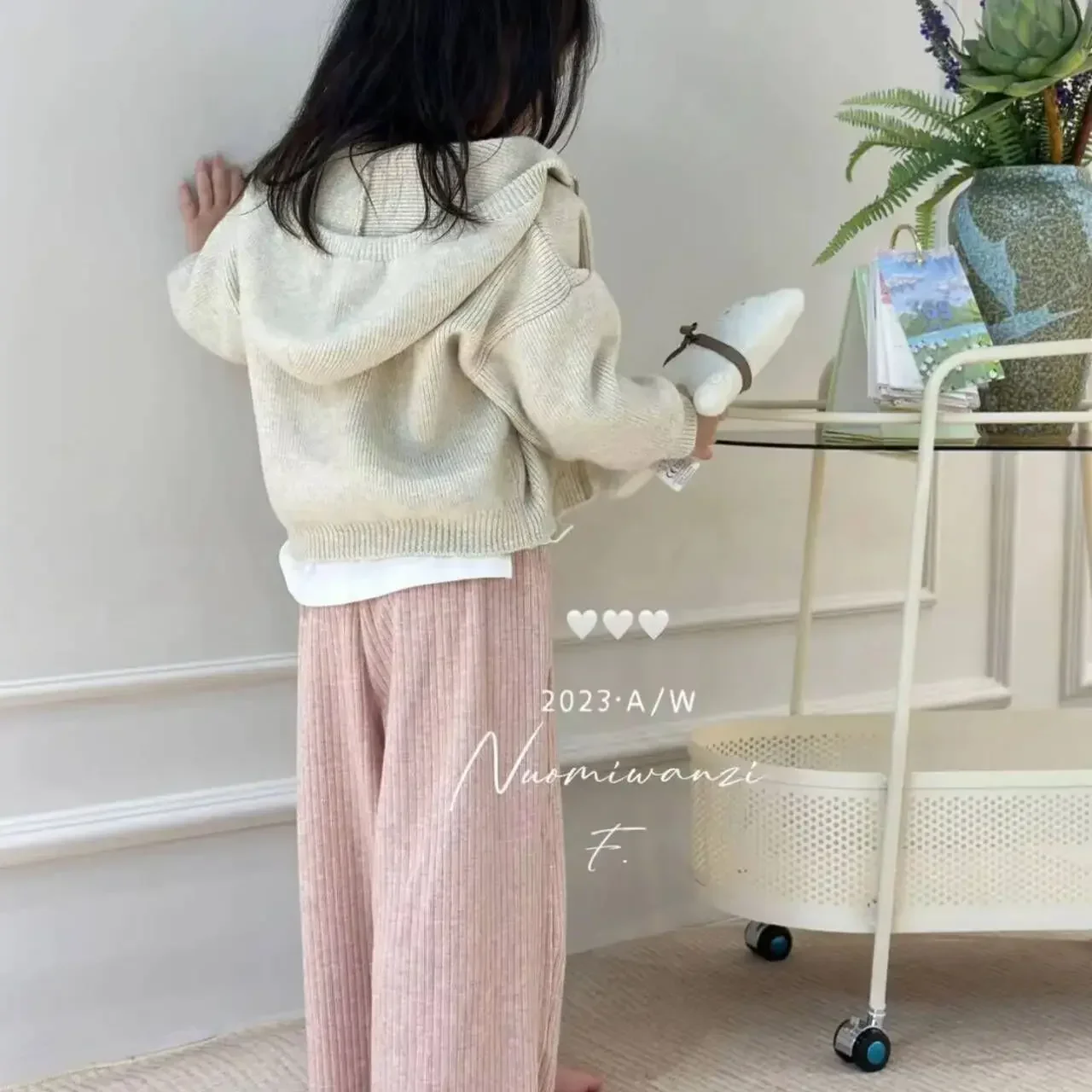 Girls Sweater Coat Knit Fall 2024 New Style Little Girl Zipper Children Long Sleeve Cardigan Coat Korean Sweet Style Clothes