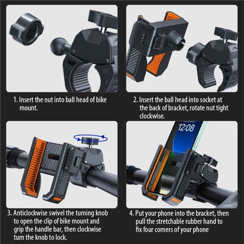 A21E-For Electric Scooter, Motorcycle, Mountain Bike, Battery-Powered Vehicle, Shock-Resistant Phone Mount For Cycling