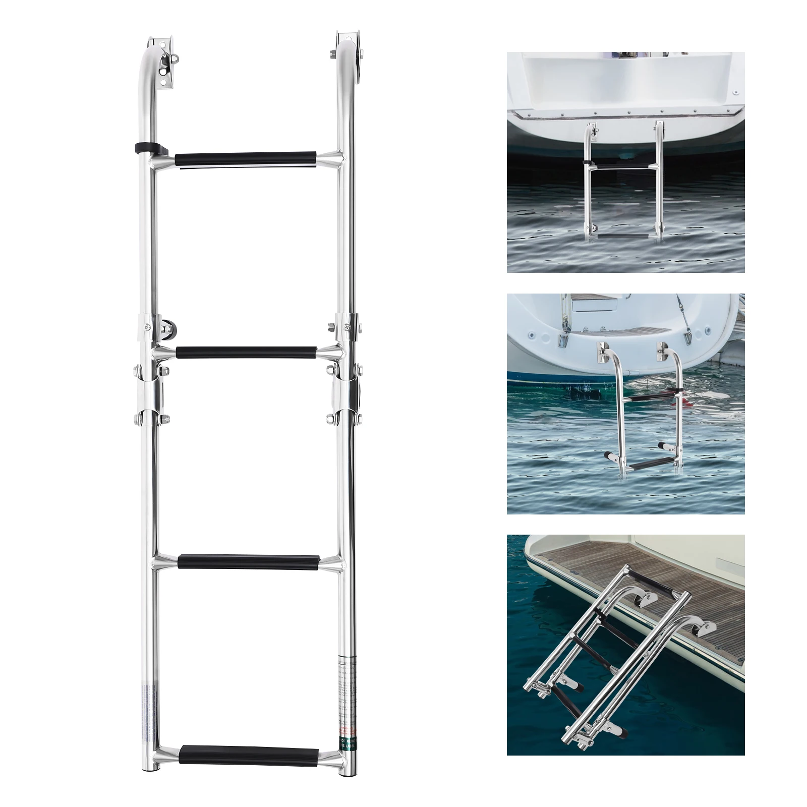 4 Steps 2+2 Folding Boat Ladder Extension Stainless Steel Pontoon Swim Ladder Boat Boarding Ladder